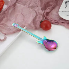 1Pcs Stainless Steel Guitar Shaped Love Coffee Spoon Teaspoon Children Spoon New Beautiful 7 Colors Coffee Tea Use Kitchen Spoon