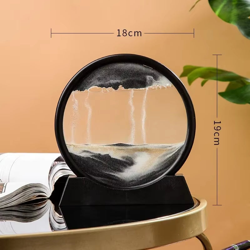 3D Hourglass Quicksand Moving Sand Art Picture round Glass Deep Sea Sandscape Craft Flowing Painting Office Home Christmas