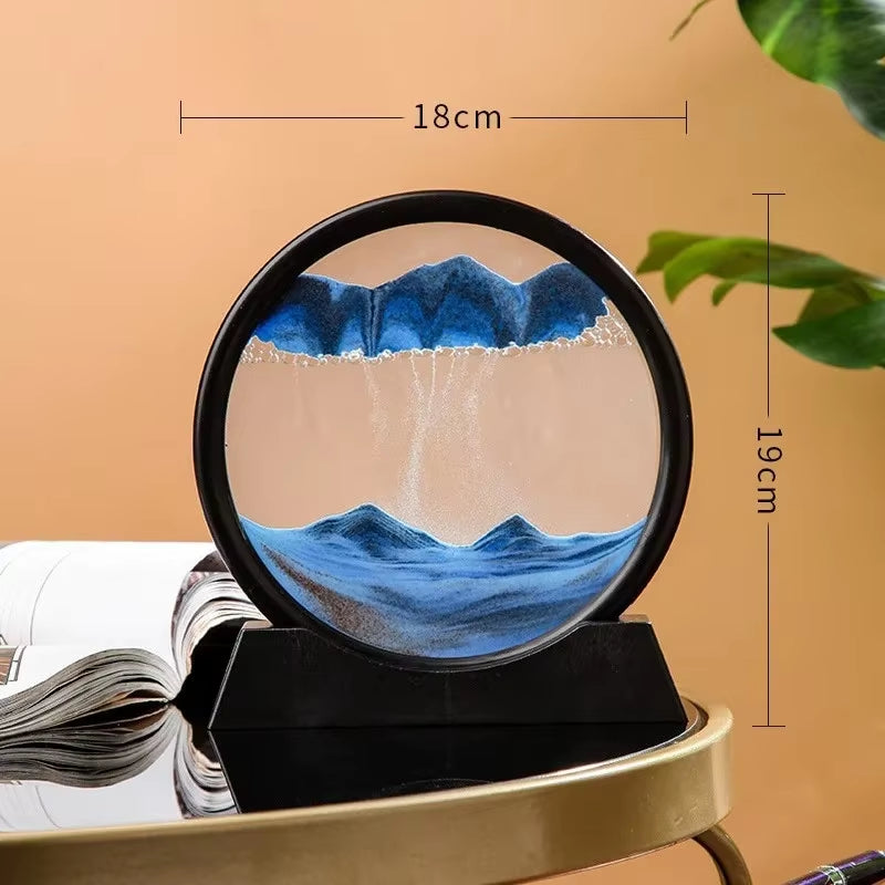 3D Hourglass Quicksand Moving Sand Art Picture round Glass Deep Sea Sandscape Craft Flowing Painting Office Home Christmas