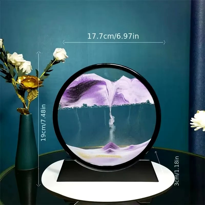 3D Hourglass Quicksand Moving Sand Art Picture round Glass Deep Sea Sandscape Craft Flowing Painting Office Home Christmas